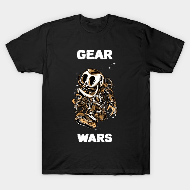 Space Alien UFO Gear Wars Design T-Shirt by New East 